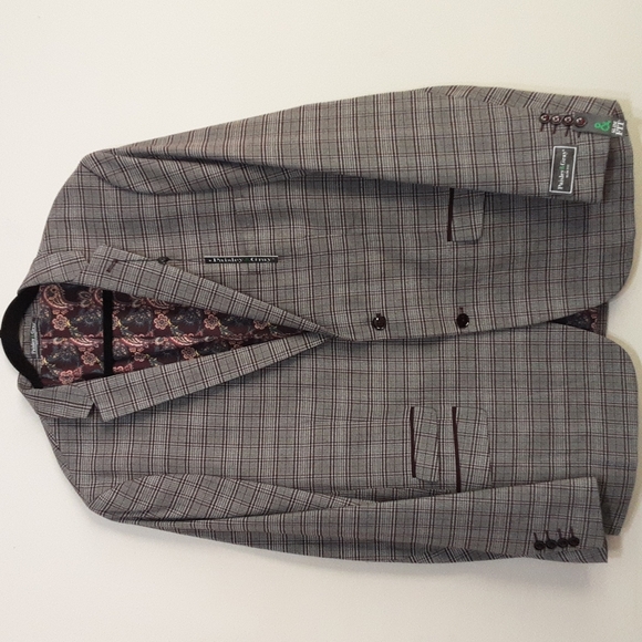 New Paisley & Gray men's blazer suit plaid 2 buttons closure - Picture 2 of 12